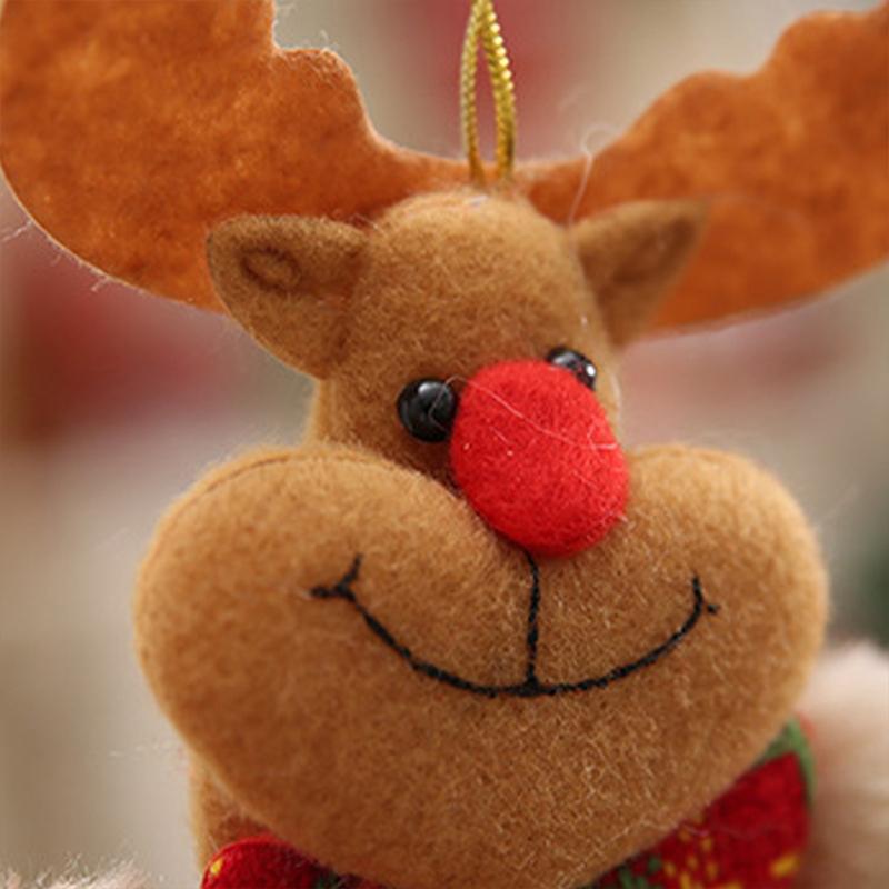 Décoration de noël, 4 pièces, père noël, Elk, ours, bonhomme de neige, poupée, petites pièces suspendues, accessoires d'arbre de noël, ensemble de cadeaux suspendus