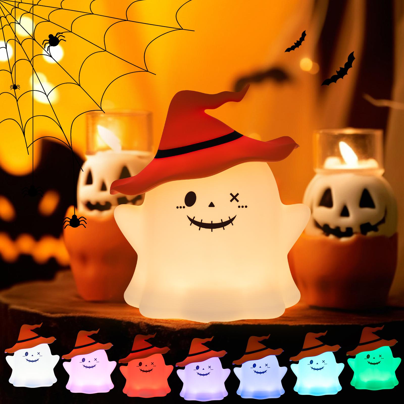 

Halloween Festive Ghost Pat Light Safe Eco-Friendly PVC Pat-Activated Warm LED Battery Included Multi-Use for Bedroom Kids Room changeable оранжевый