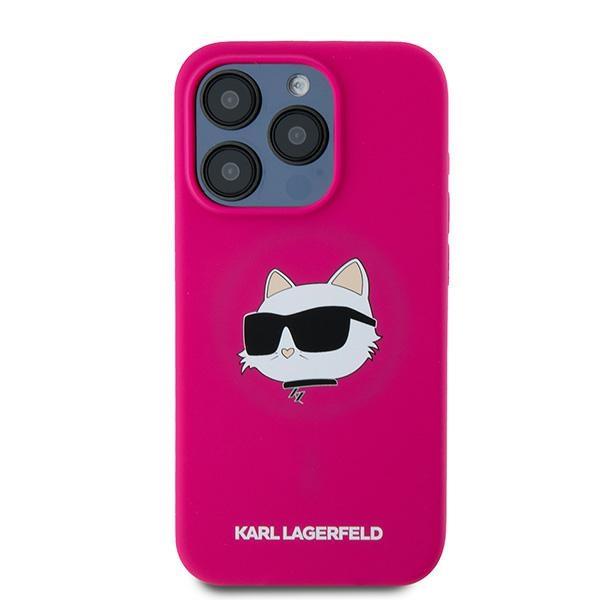 Karl Lagerfeld Klhmp15Lschpplf Iphone 15 Pro 6.1 Růžový/Fuchsiový Tvrdé pouzdro Silikonová Hlava Choupette Magsafe