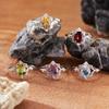 Natural Amethyst Gemstone Ring Women Open Band With Citrine Garnet Topaz Peridot - Fashion Jewelry
