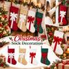 Embroidered Velvet Christmas Stocking With, Kids Candy Gift Bag for Fireplace Hanging