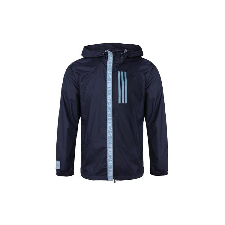 adidas Casual Training Sports Windproof Hooded Jacket Navy Blue Men s EB7600 S