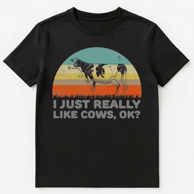 Ich mag einfach Kühe Ok Lustiges T-Shirt Unisex T-Shirt Tops T-Shirts Unisex