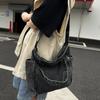 Canvas Denim Bag Women'S Hong Kong Style Tooling Messenger Bag Simple Large Capacity Shoulder Bag Student Commuter Bag Mail Carrier Bag Men