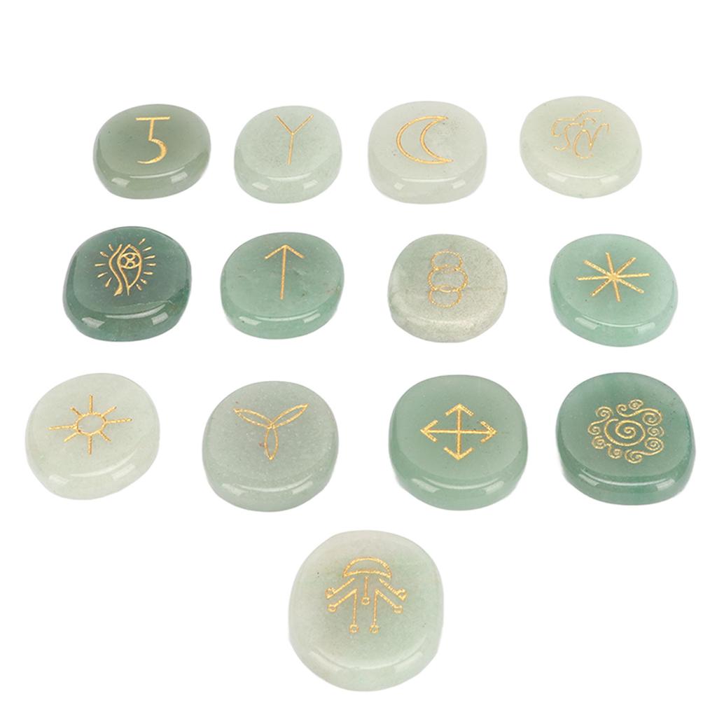 13PCS     Stones with Cloth Bag Engraving   Stone for Divination   Meditation