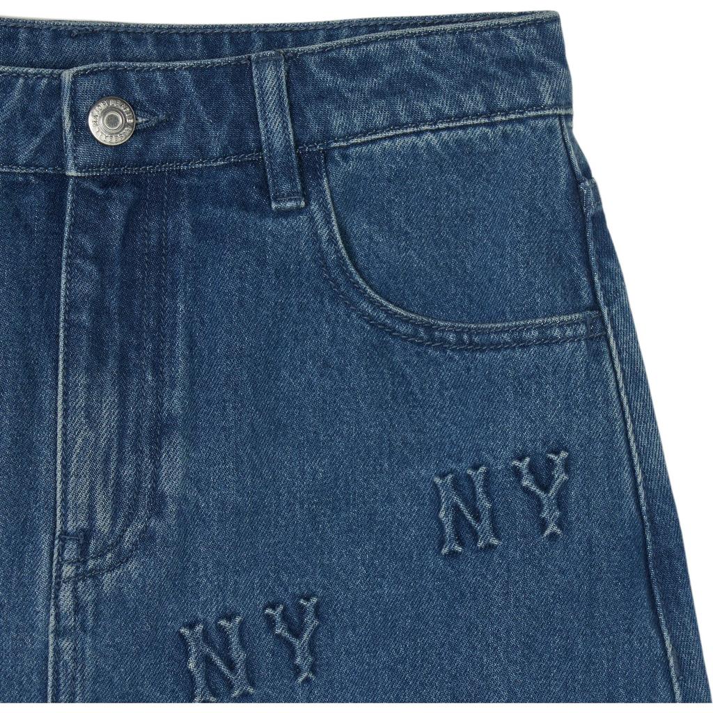 New MLB SS24 New York Yankees Denim Short Skirts Women's Blue 3FDSM0343-50INS