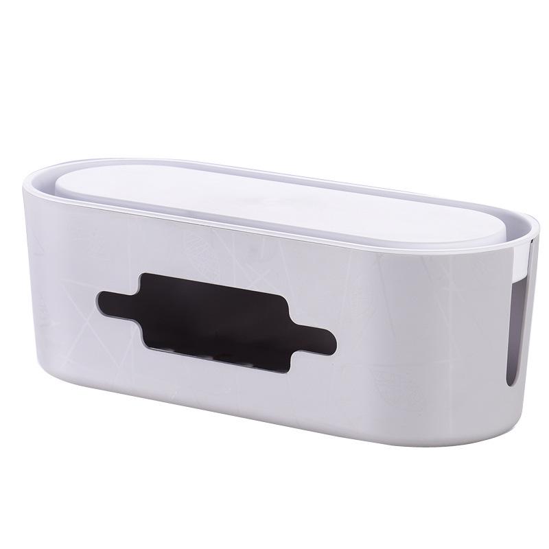 Large Cable Organizer Box: Plastic Power Outlet Storage & Management Solution for Desktops