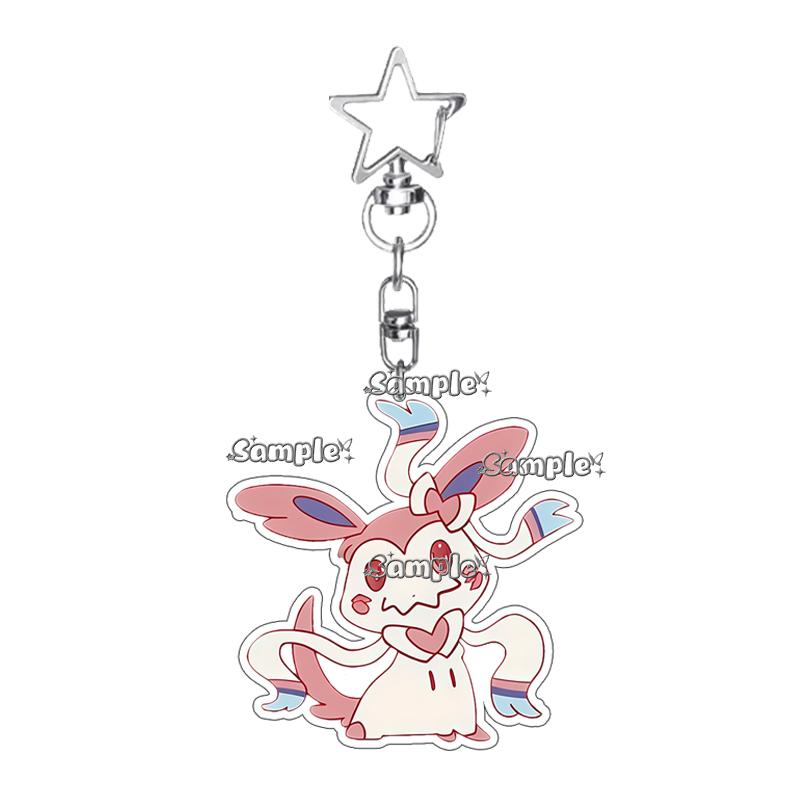 Creative Anime Eevee Leafeon Glaceon Umbreon Jolteon Anime Double-sided Printing Acrylic Keychain Key Ring Jewelry  Accessories