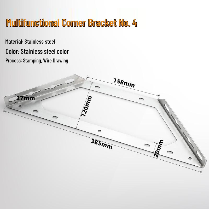 90° Thickened Stainless Steel L-Shaped Support Bracket