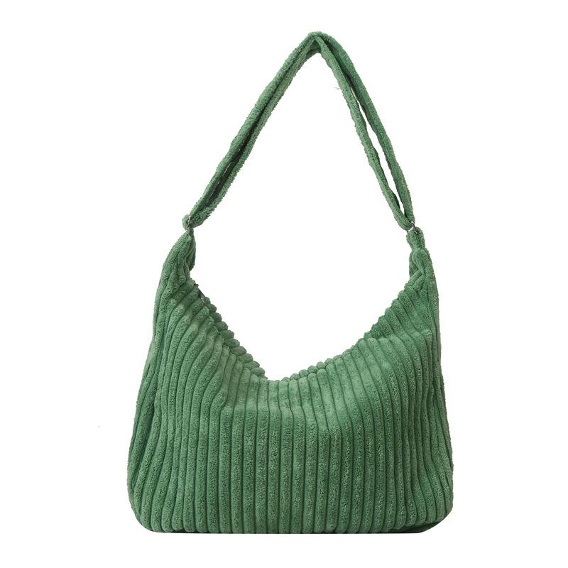 Casual flannel large capacity 2025 solid color corduroy new simple winter oblique span shoulder tote bag