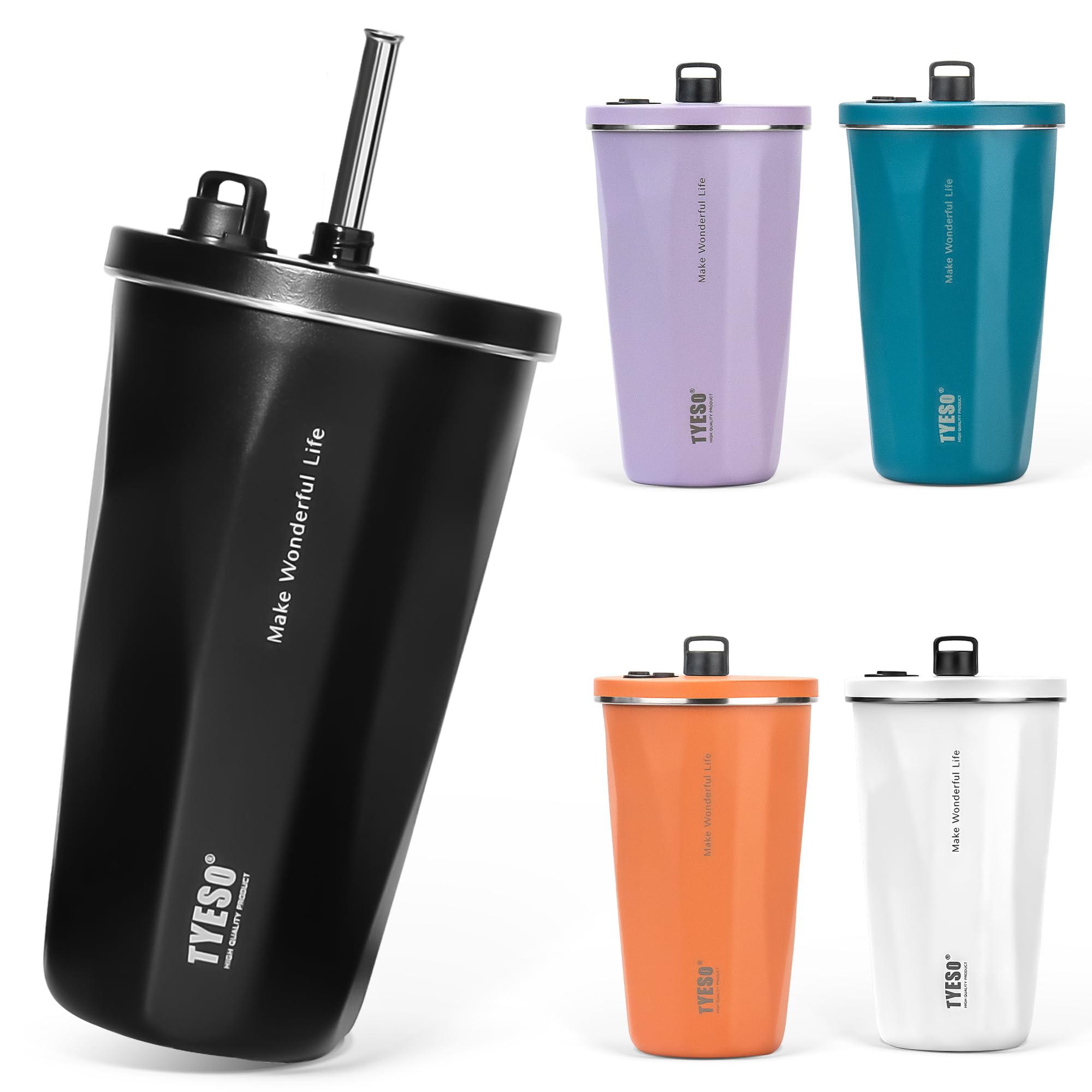 

Стакан TYESO из нержавеющей стали с широким вакуумным горлом для дома, сохраняет горячим или холодным, большой, для девочек и мальчиков, с трубочкой, стальной, с широким горлом, с термоизоляцией, для офиса, для улицы, многоцветный, чёрный