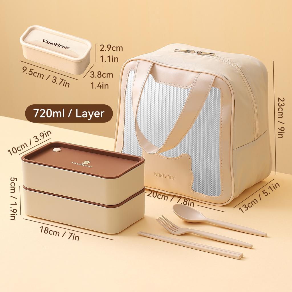 Double-Layer Plastic Lunch Box Portable Large Capacity Divided Bento Box Microwave Heatable Fruit Salad Food Container