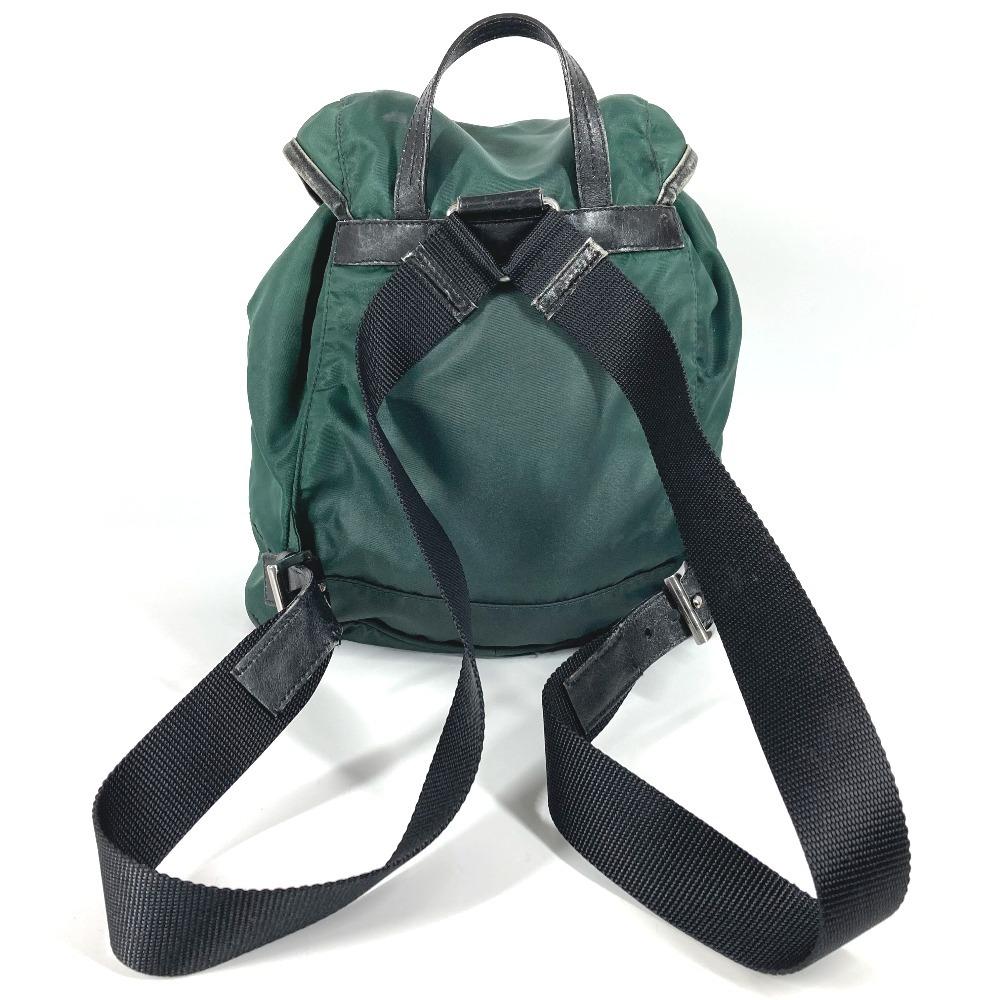 PRADA Bicolor triangle logo Backpack Leather / Nylon Green/Black