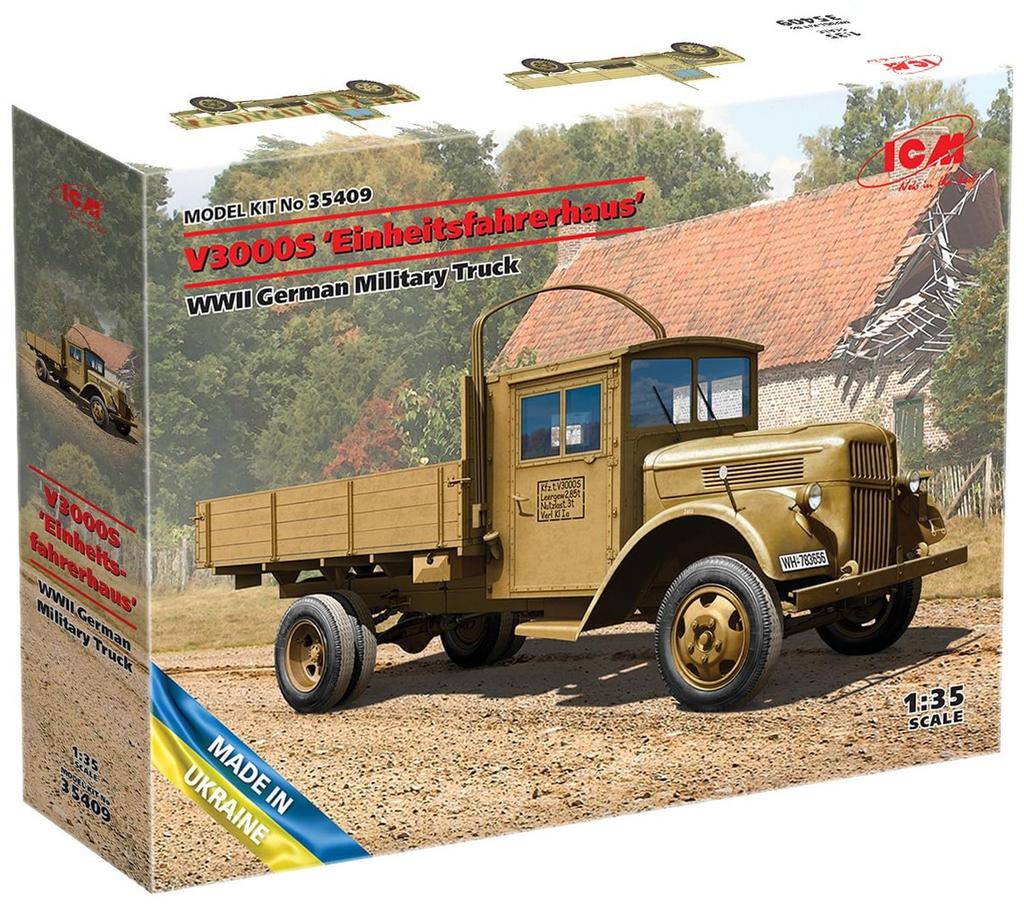 ICM 1/35 scale German Military Truck V3000S Einheitsfahrerhaus Plastic Model 35409