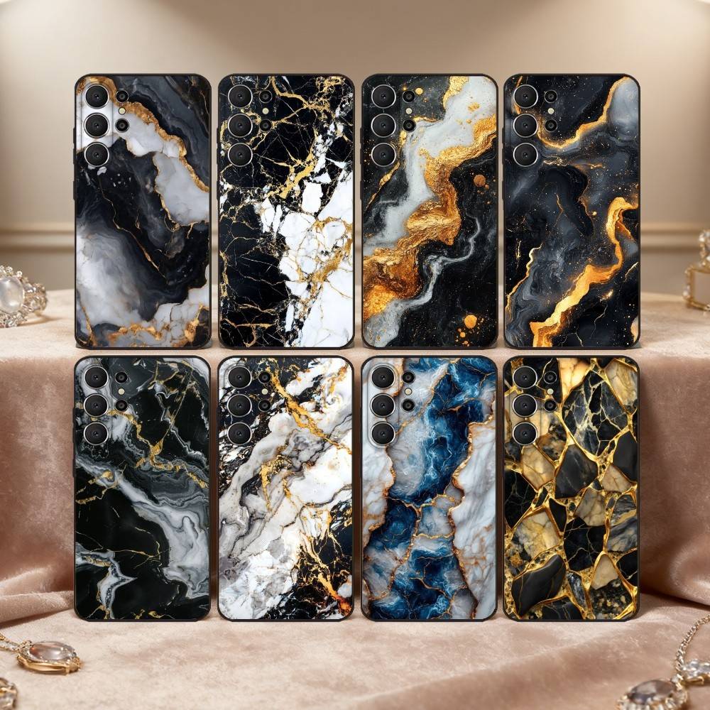 Schwarzes Gold Marmormuster Handyhülle Für Samsung S26,S25,S24,S21,S22,S23,S30,Ultra,S20,FE,Lite,10,9,Schwarzes Cover