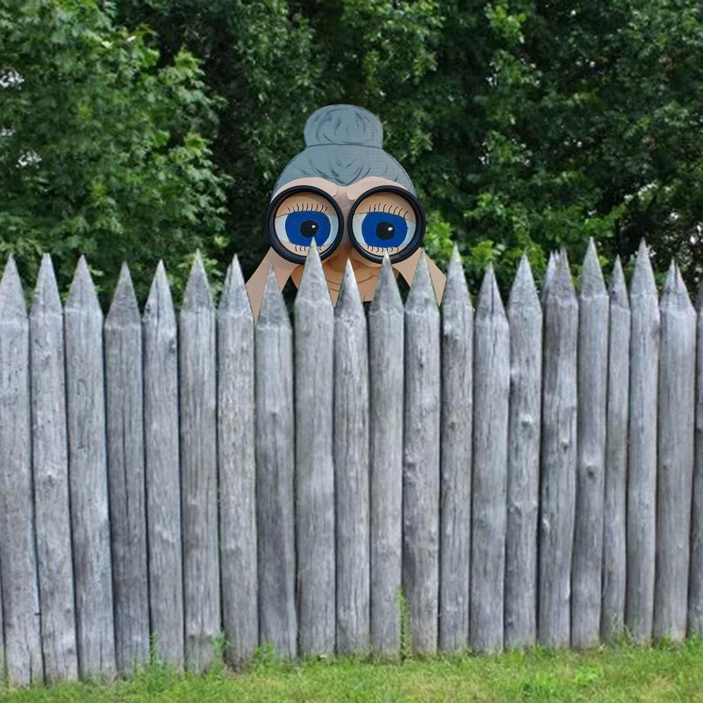 Nosy Old Man And Lady Fence Decoration,Outdoor Funny Garden Yard Fence Art Decor