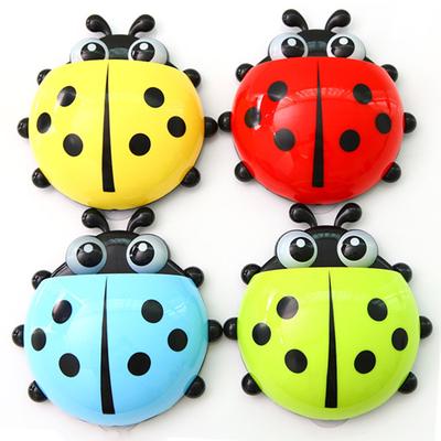 Ladybug Toothbrush Holder Cute Cartoon Animal Toothbrush Toothpaste Wall Suction Holders Rack for Kids Container Organizer