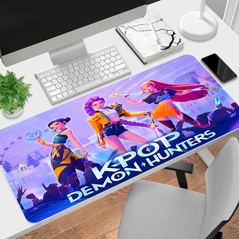 1Pc Kpop Demon Hunters Gaming Mouse Pad Keyboard Desk Mat Non-slip Rubber Lock Edge Waterproof Computer Mousepad for Office Home Decor Y1182