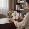 Relógio de Flores Silencioso Decorativo com Base Estilo Antigo para Escritório, Hall de Entrada