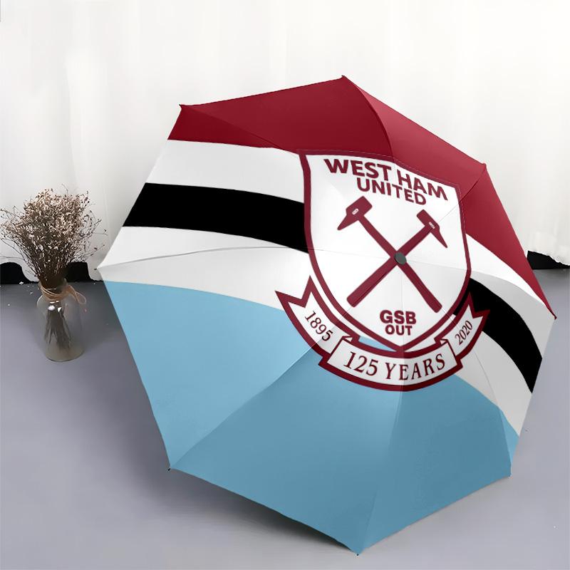 West Ham Unitedpattern, automatic folding umbrella, portable and foldable design, 8 ribs, a Christmas or birthday gift.