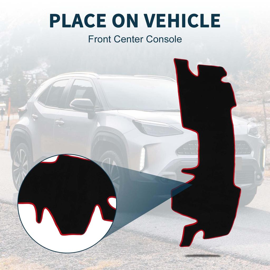 TUCKBOLD Dashboard Mat for Toyota Yaris Cross MXPB1 Center Console Dashboard Black and with 1 Sticker Set (2020-2024), Cover, Red,