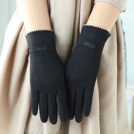 1 Paar Buchstabenlogo Verdickte Einfarbige Winddichte Koreanischer Stil Damen Handschuhe Herbst Winter Fleecefutter Touchscreen Vollfinger Fahrhandschuhe