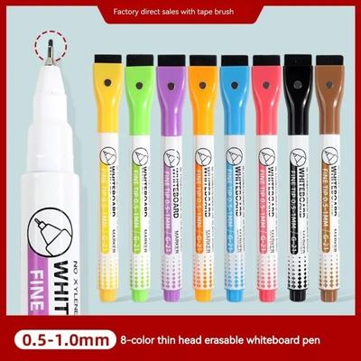 8 Colors 05mm Magnetic Dry Erase Markers Whiteboard Marker Pen Office School White Board Stationery Extra Fine Tip Colored Pens