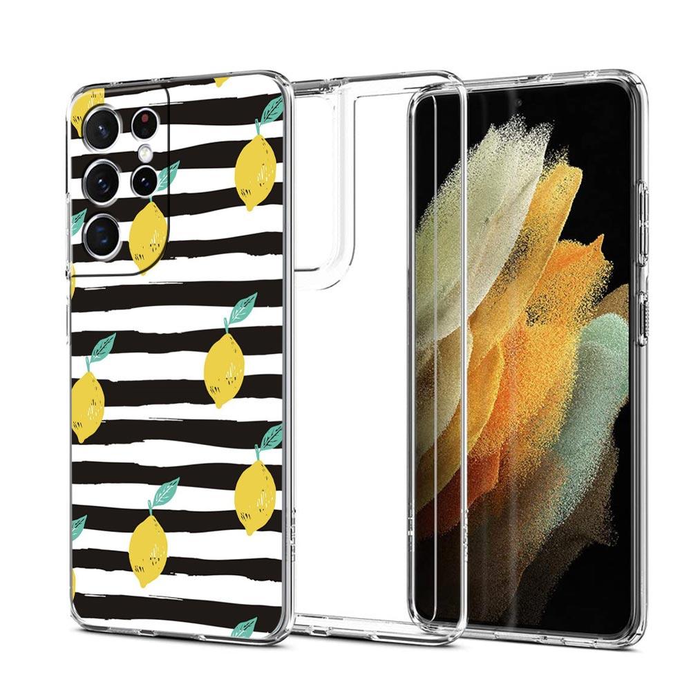 Mediterranean Lemon Phone Case For Samsung Galaxy S22 5G S20 Ultra S21 FE 5G S10E S9 S8 S10 Plus Note 20 10 Clear Silicone Cover