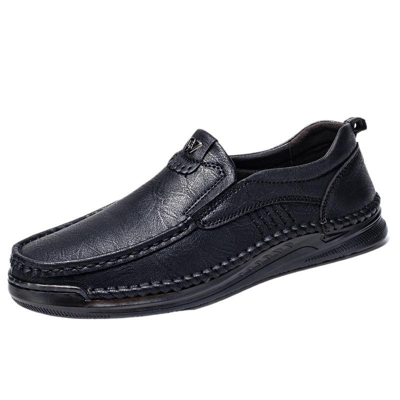 Men's Soft-Soled Leather Slip-On Loafers - Lightweight Casual Design