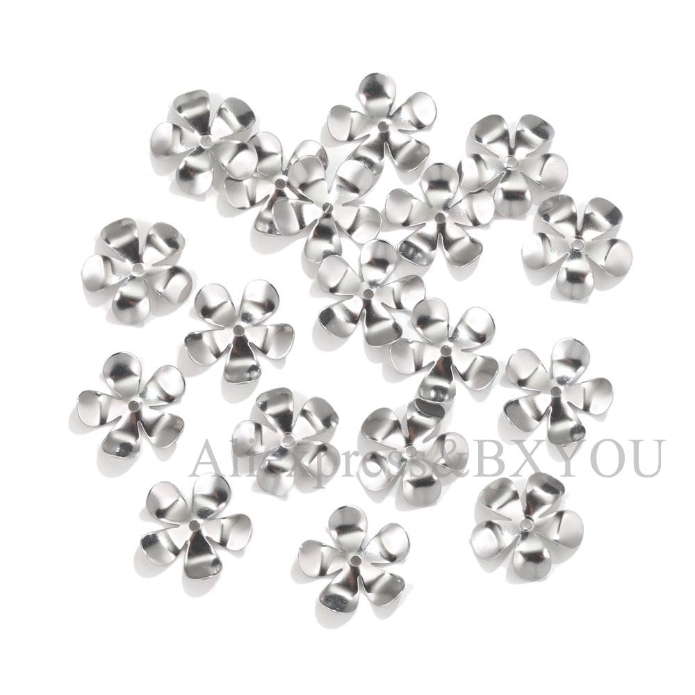 

50 шт./лот Колпачки для бусин в виде цветка из нержавеющей стали для изготовления ювелирных изделий, фурнитура, разделительные концевые бусины для рукоделия, аксессуары для ювелирных изделий