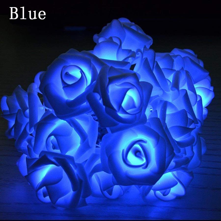 

1 шт., 20 светодиодов, роза, сказочный свет, гирлянда для вечеринки, рождественское украшение, подарок на день Святого Валентина, на батарейках синий