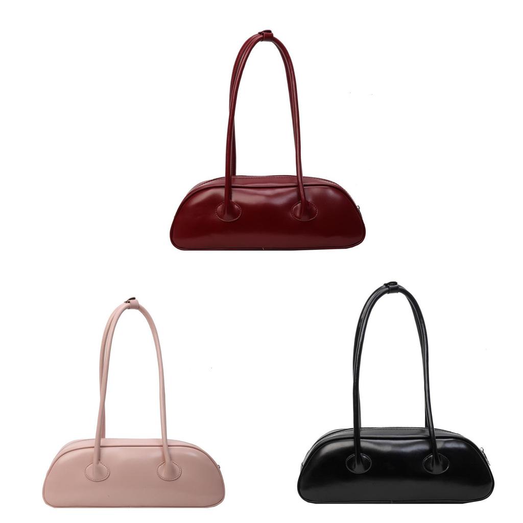 Minimalist Pu French Bag With Zipper Closure And Interior Pockets For Women