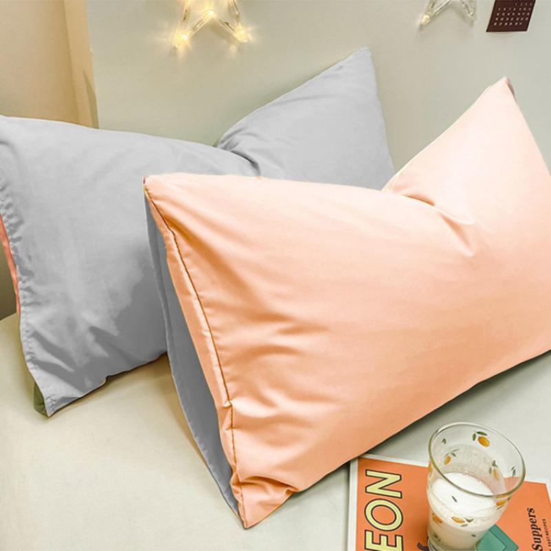 Washed Cotton Brushed Solid Pillowcases - Pair 48x74, Simple Design