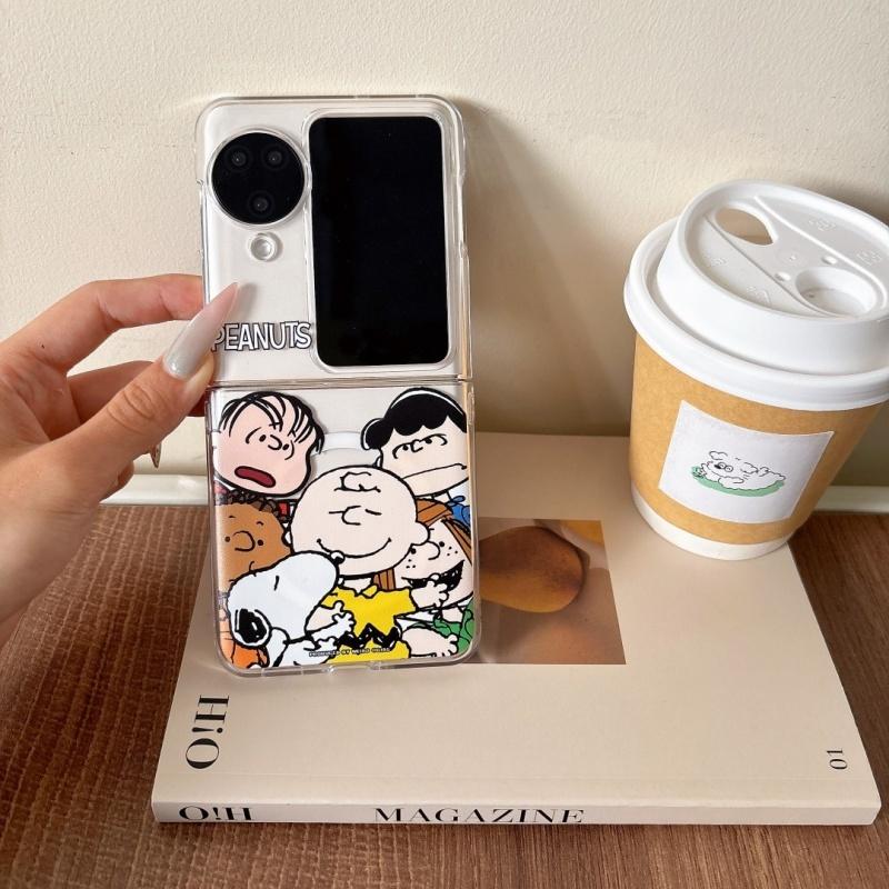 

Cute lattice Cartoon Funny Snoopy Folding Magsafe Wireless Charge Phone Case For OPPO Find N2Flip N3Flip 3D Magnetic Holder OPPO Find N2Flip