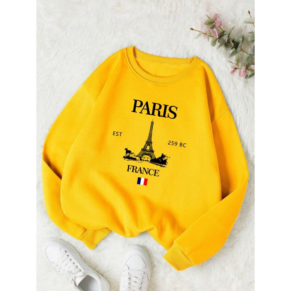 Fashion Womens Hoodie Paris France Eiffel Tower Printing Sweatshirt Warm Comfortable Pullovers Autumn Female Streetwear