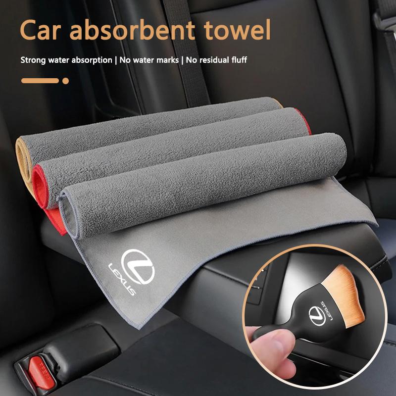 Car Cleaning Brush Tool Dust Remover+Suede Fleece Microfiber Wash Towel For Lexus ES RX NX LS UX LM LX GX LC RZ IS CT GS RC HS