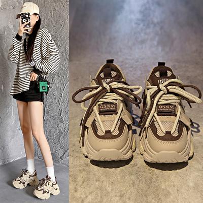 Zapatos de Papá, Nuevo Estilo de Primavera y Otoño para Mujer, Aumentan la Altura, Pequeños, Zapatos Deportivos y de Ocio con Suela Gruesa tipo Bizcocho