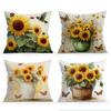 Sonnenblumen Kissenbezug Bedrucktes Polyester 40/45/50cm Dekokissenbezug Dekorative Sofakissenbezug Heimdekoration