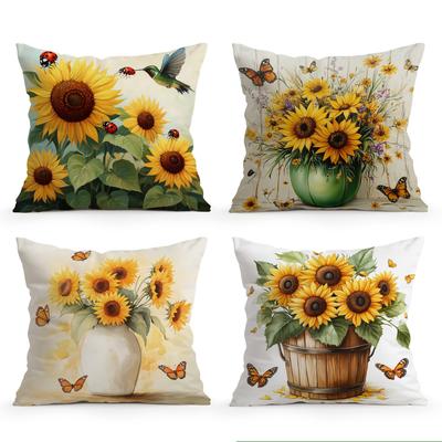Sunflower Cushion Pillowcase Printed Polyester 40/45/50Cm Throw Pillowcover Decorative Sofa Cushion Pillowslip Home Decor