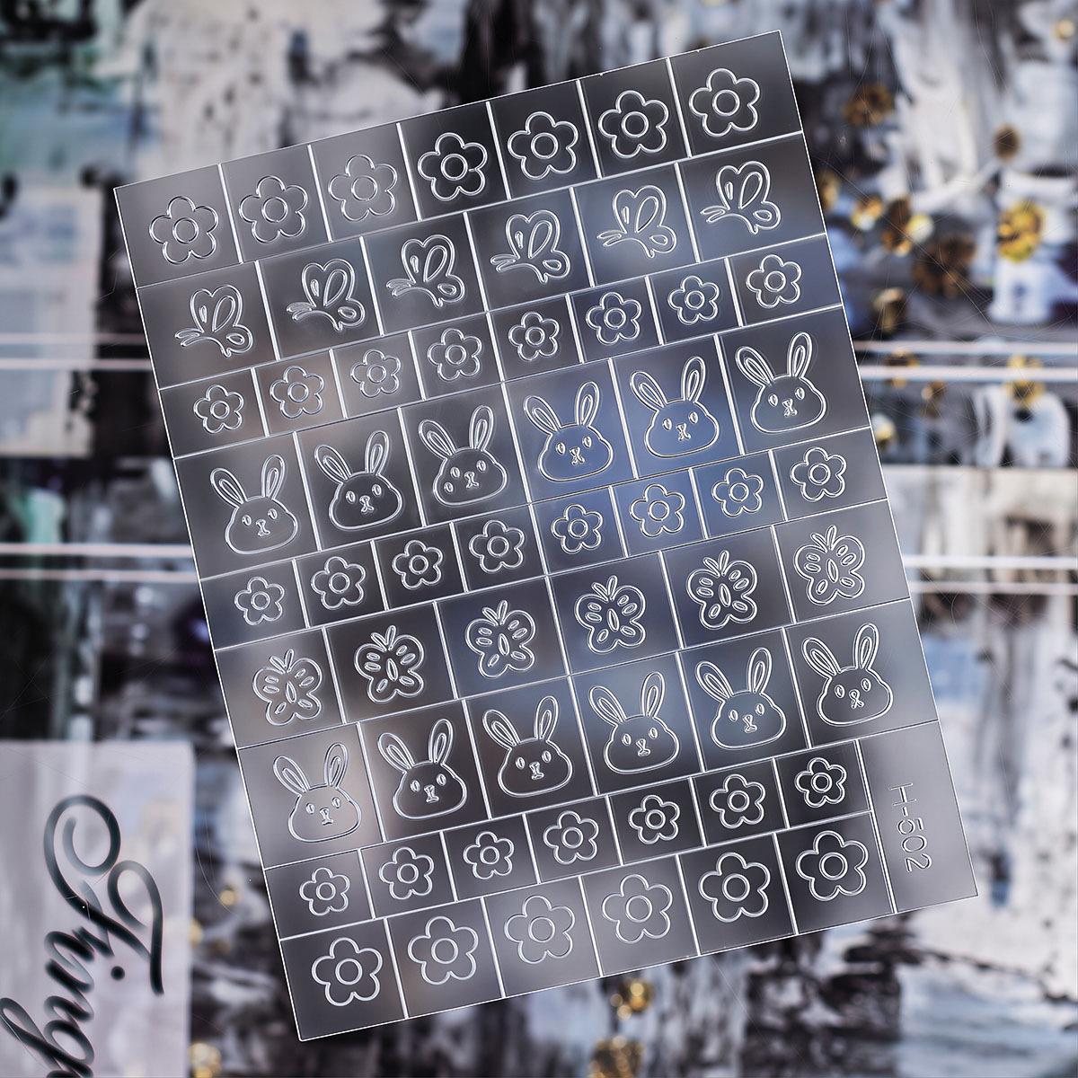 Cute Cartoon Ins Style Transparent Hollow Nail Art Spray Paint Template Stickers