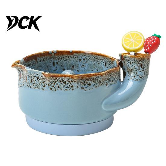Modern Kitchen Sink Accessory Ceramic Berry Washing Bowl with Drainage Holes, Handmade Fresh Food Storage Container Vegetable Draining Basket,