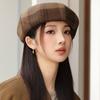 New Autumn and Winter Plaid Beret Women's Fashion Painter Hat Retro British Bud Hat