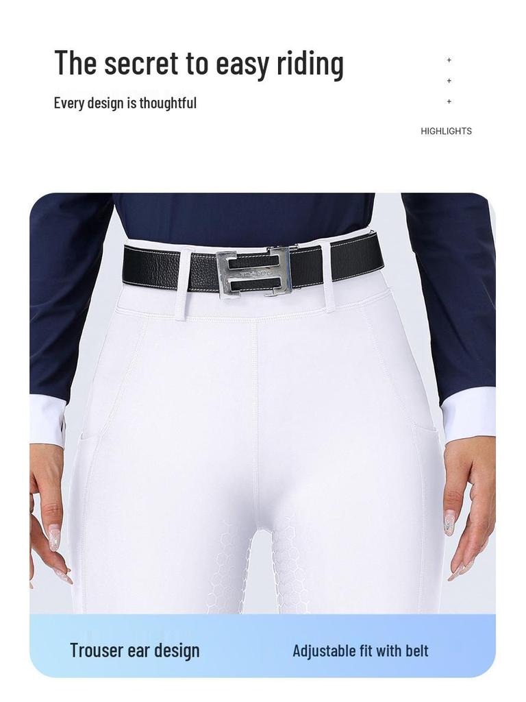 Damen Reithose mit hohem Bund, Silikonvollbesatz, rutschfest, abriebfest, elastischer Passform und Taschen.