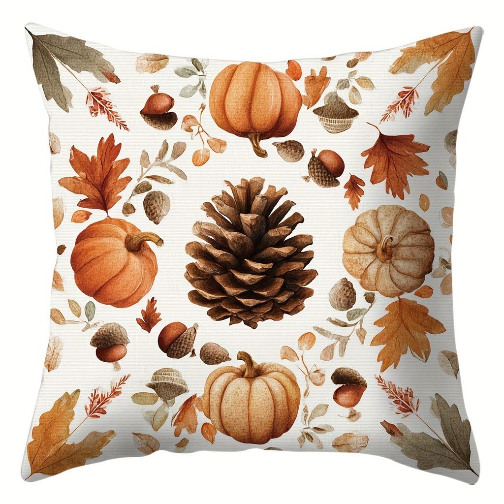 Home Decor Fall-Themed Pumpkins And Nature Cushion Covers Pattern Cushion Cover Suitable For Sofa Bedroom Car Pillow Cover