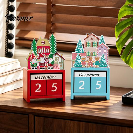 Festive Tabletop Decoration Christmas Countdown Blocks, Desktop Advent Calendar with Movable Decorative Party Essentials Days Until Xmas Ornament for
