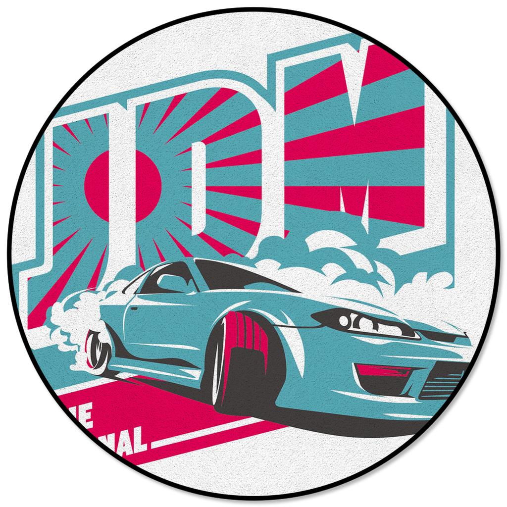 Retro Bil Plakat Vei Kjøkken Teppe Rundt Teppe Stue Kjæledyrfôring Spisestue Interiørmatte