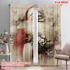 2pcs   plane printing Popular Curtains Vibrant Santa with Holly & Berries Polyester Woven (without rod) Room Decor for Bedroom