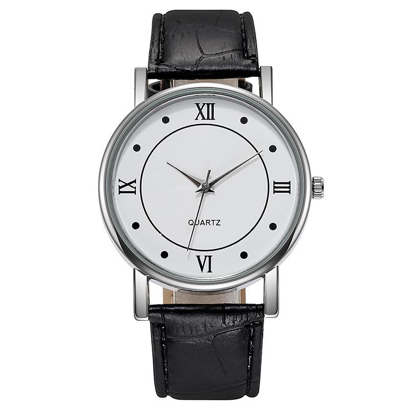 Watch Men's Business Imitation Leather Belt Buckle Chic Quartz Wristwatch