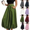 Women's Fashionable Color Pocket Loose Flower Bud Half Skirt Street Elastic Waist Mid Length Skirt
