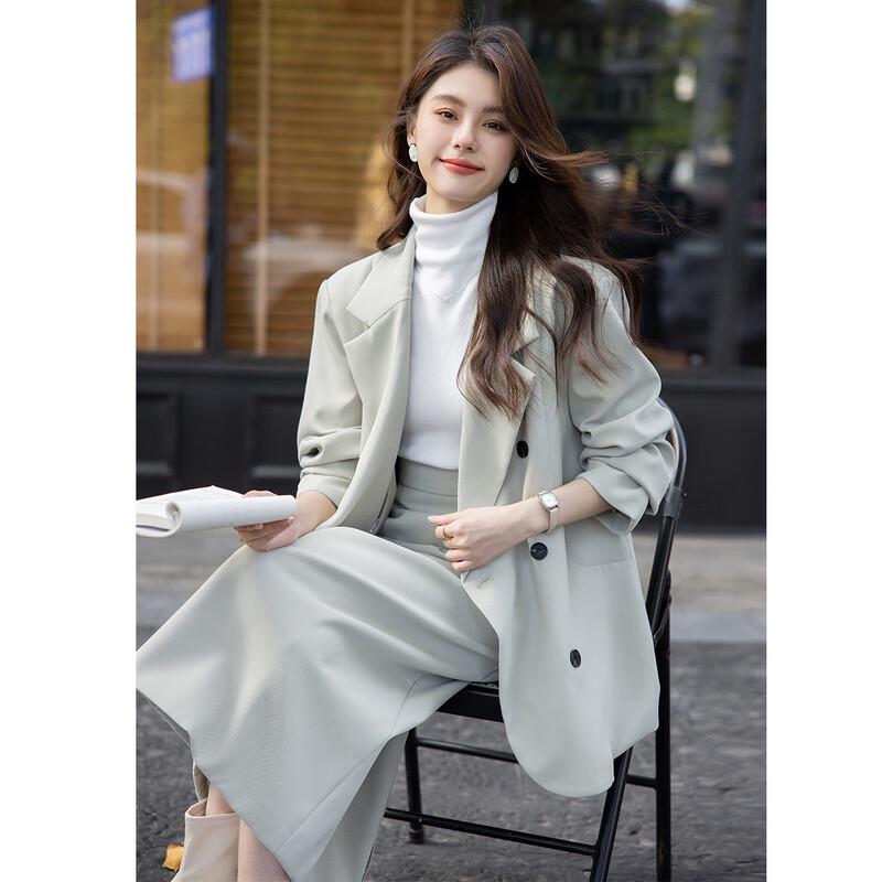 Mocana Damen Elegantes Langarm-Blazer- & Rock-Set
